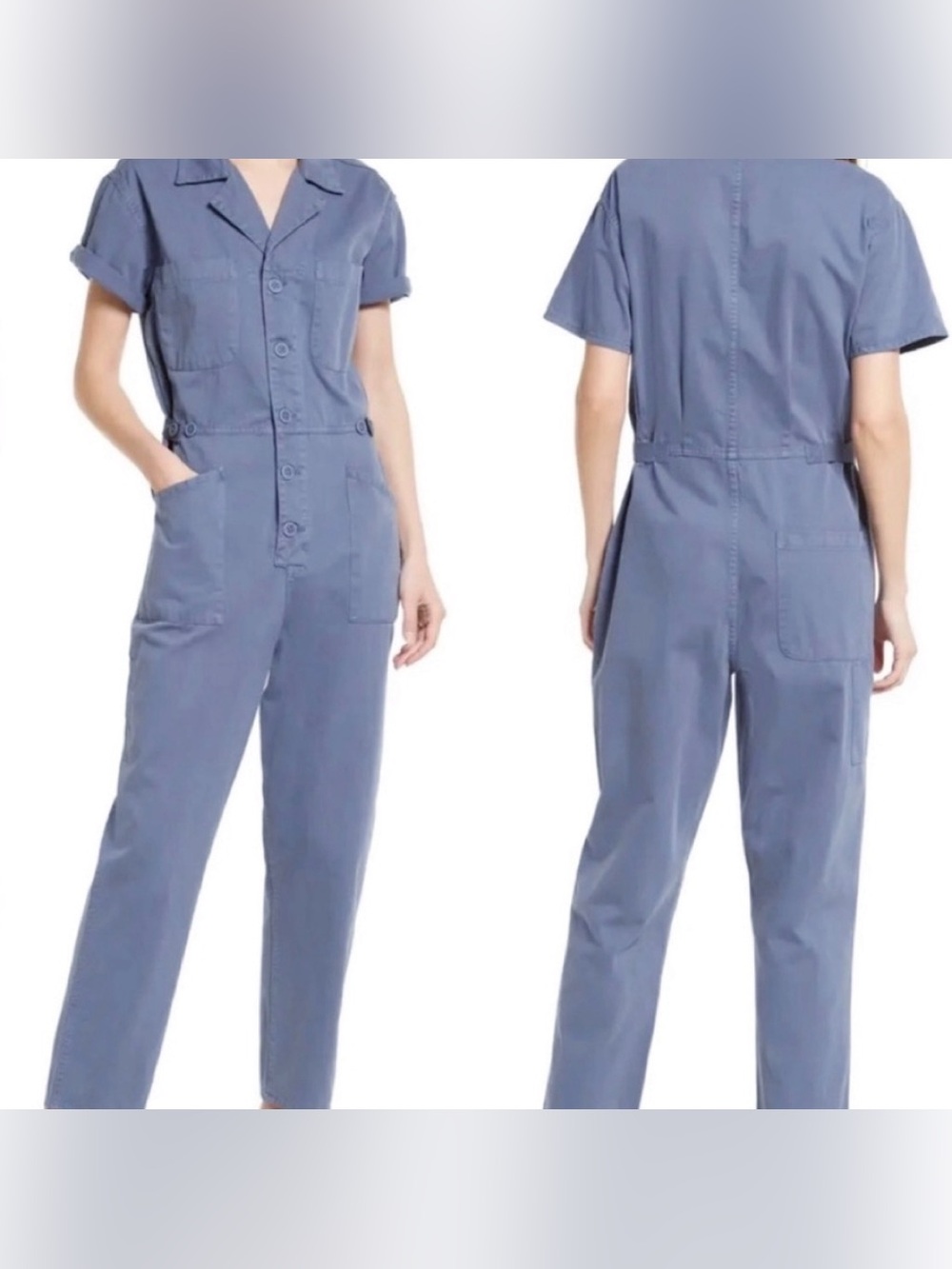 Pistola Grover Short Sleeve Cotton Jumpsuit Blue Size Medium